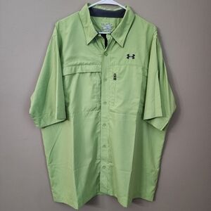 Under Armour Mens Size 2XL Bright Green Short Sleeve Shirt UAFishing Offshore